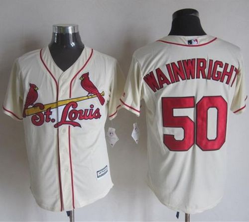 Cardinals #50 Adam Wainwright Cream New Cool Base Stitched MLB Jersey - Click Image to Close